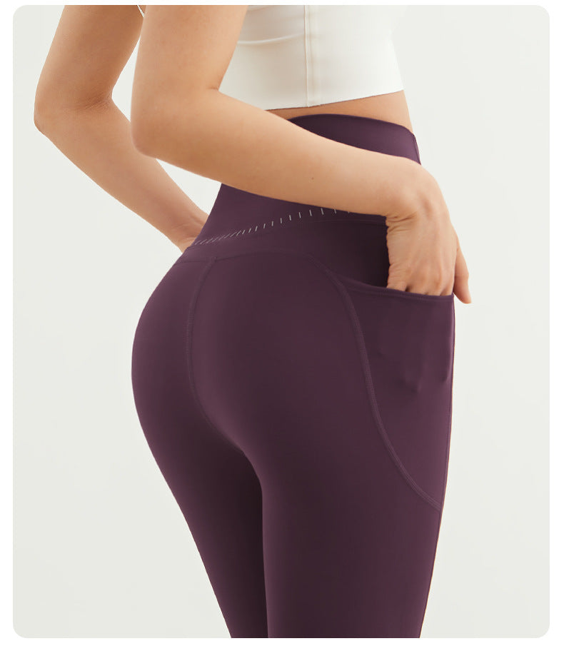 High Waist Yoga Pants with Pockets-Stretchy Quick-Dry Workout Leggings