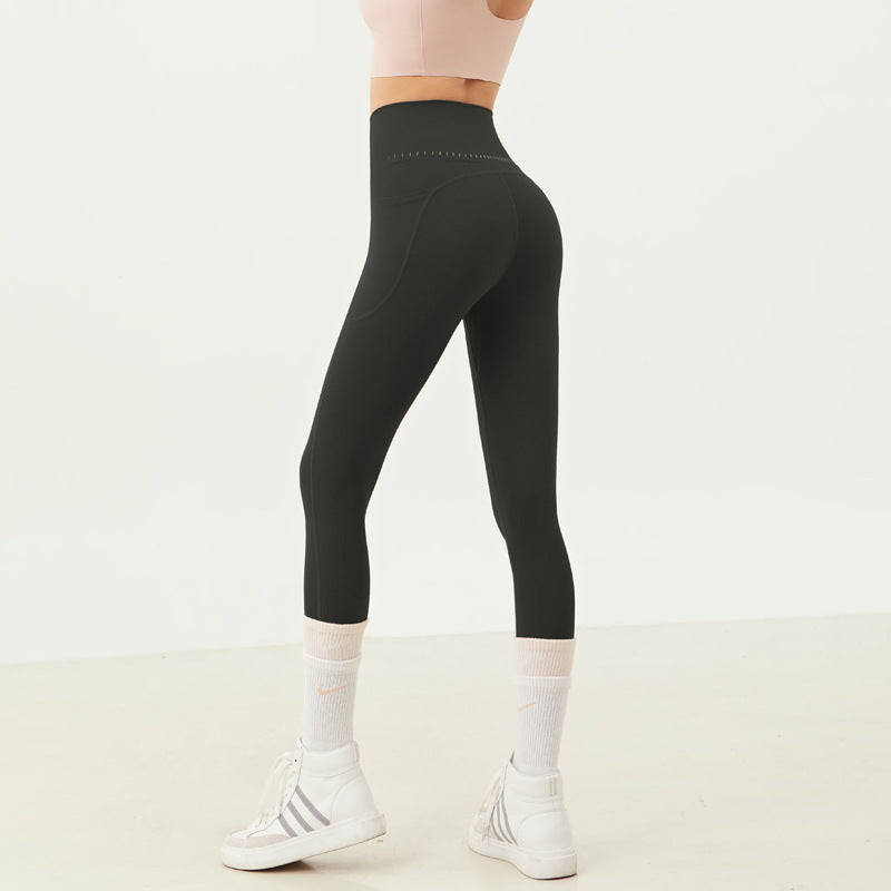 High Waist Yoga Pants with Pockets-Stretchy Quick-Dry Workout Leggings