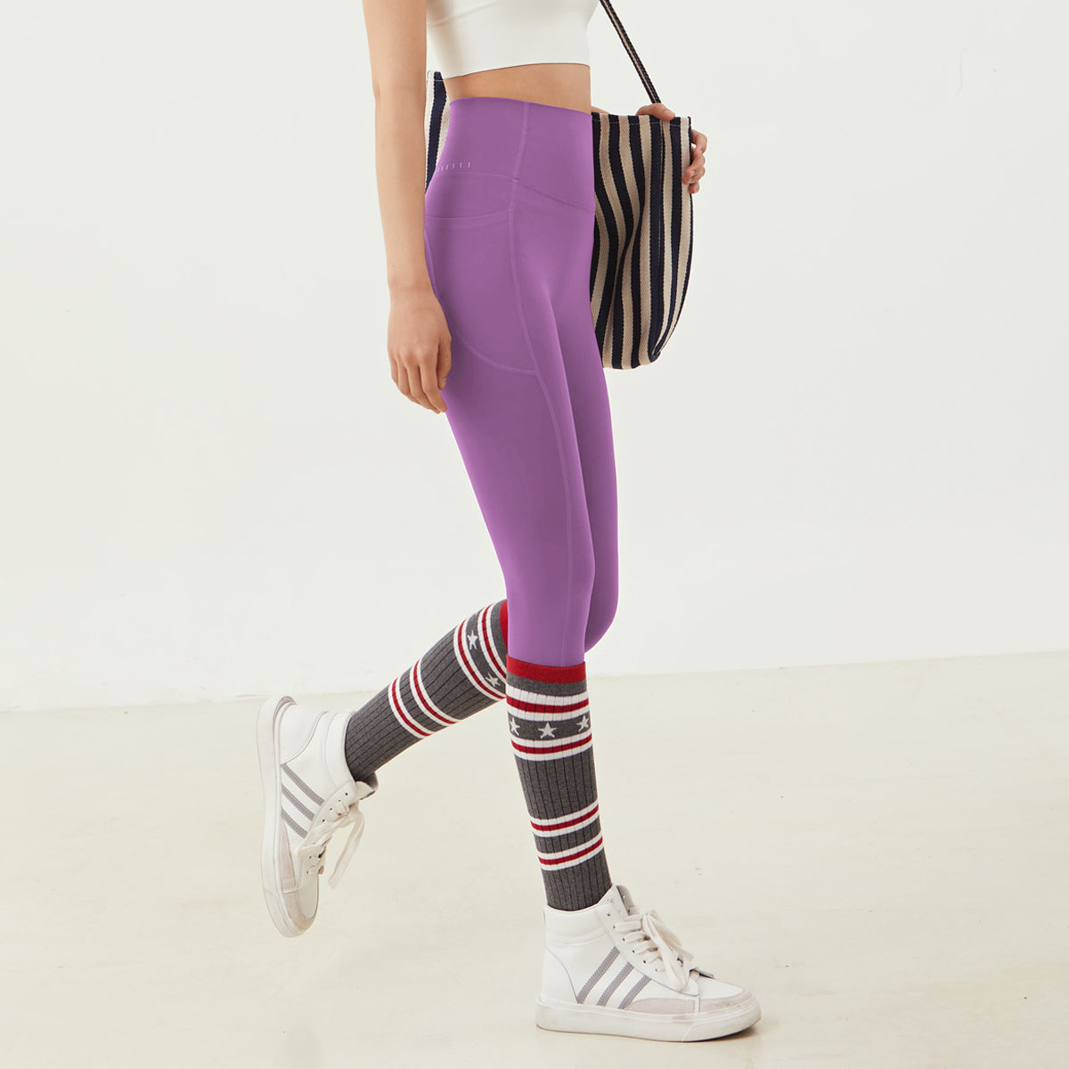 High Waist Yoga Pants with Pockets-Stretchy Quick-Dry Workout Leggings